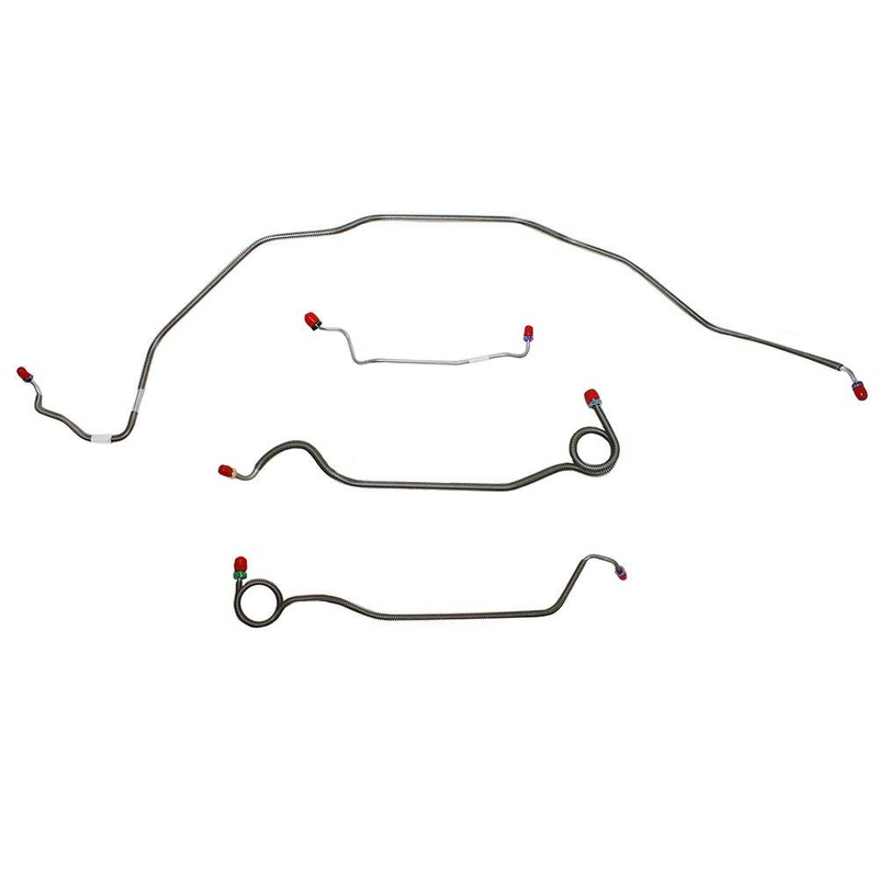 69-72′ Chevy Chevelle, Malibu, El Camino w/ Standard Drum Brakes, Front 4pc Brake Line Set; Steel