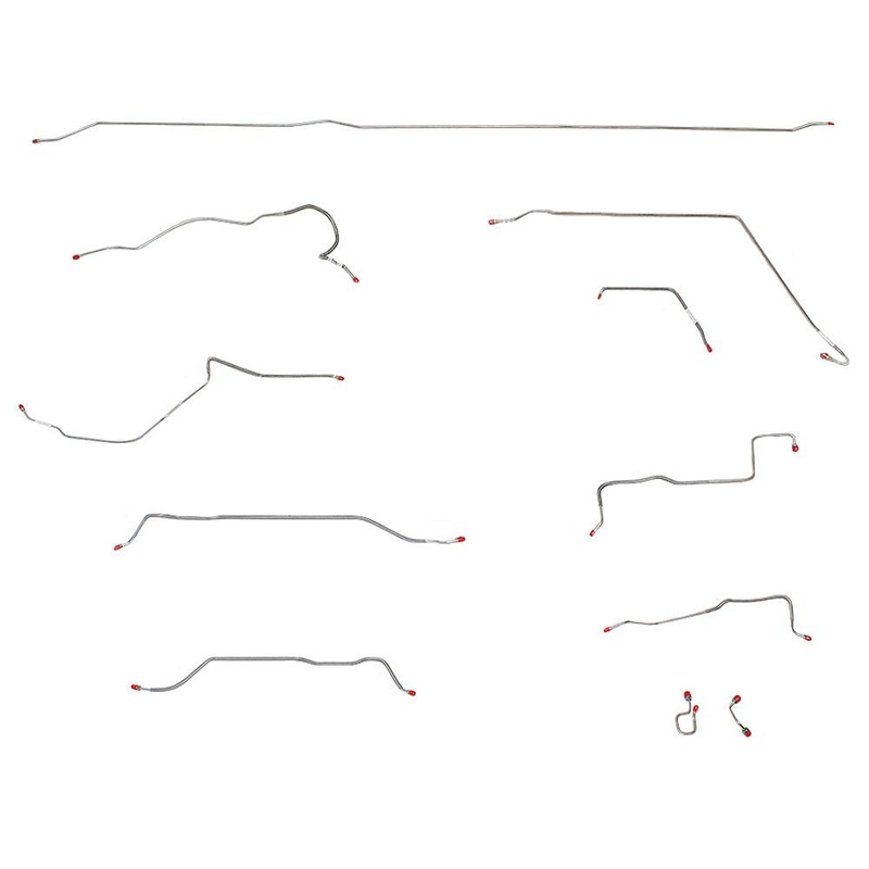 71 GM Long Bed, Power, Coil, Outboard; Complete Brake Line Kit; Stainless