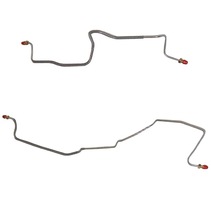 86-89 Chevy Camaro/ Pontiac Firebird, w/ Rear Drum Brakes, w/ Borg-Warner HD Axle, Rear Axle Brake Line Set; Stainless