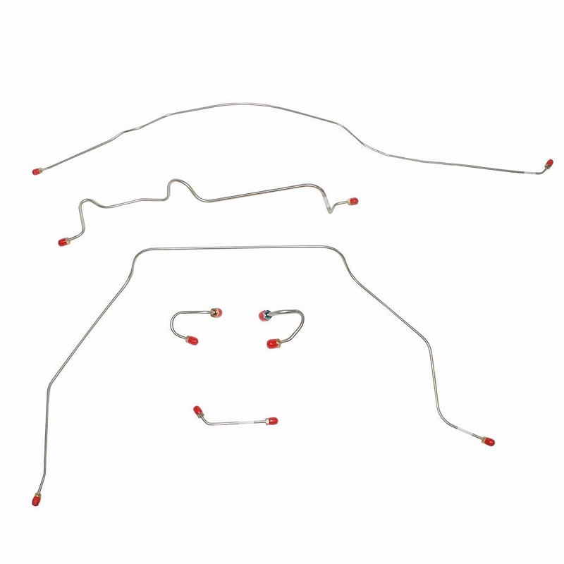 67-70 Chevy C10/GMC C1500, 2wd, Standard Brakes, M/C Lines Run Inboard of Frame; 6pc Front Brake Line Set; Steel