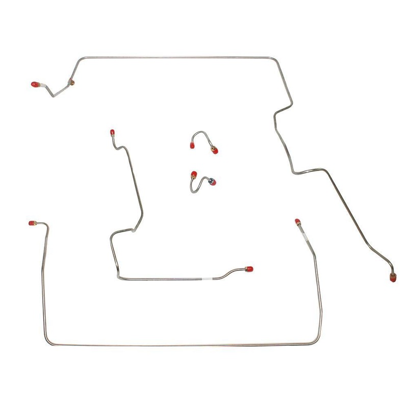 67-70′ Chevy C20/GMC C2500, 2wd, Standard Brakes, w/ King Pins, Front 5pc Brake Line Set; Stainless