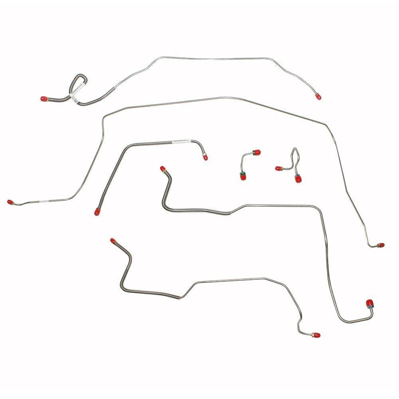 71-72′ Chevy C10/GMC C1500, 2wd, Standard Brakes, 7pc Front Brake Line Set; Stainless