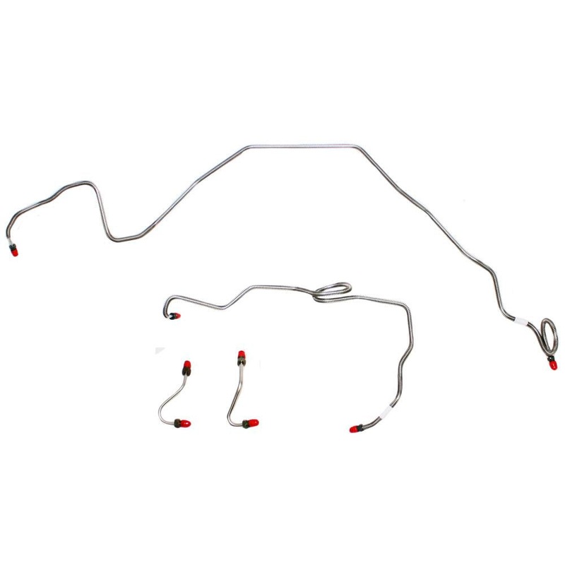 86-89 GM F-Body w/ V8, Front Brake Line Kit, Early Design Fine Thread M/C; Stainless