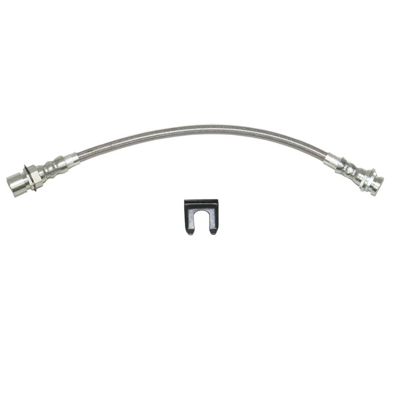 93-97 F-Body with Rear Disc, Rear Drop Brake Hose; Braided Stainless