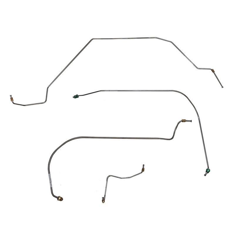 64-67 GM A-body Front Disc Brake Conversion Line Set, Mounted on Frame; Stainless