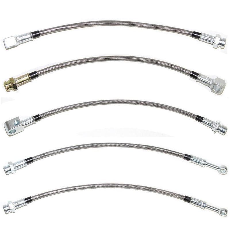 71-72 Chevy C10, w/ Rear Disc Conversion; Complete Brake Hose Kit; Braided Stainless
