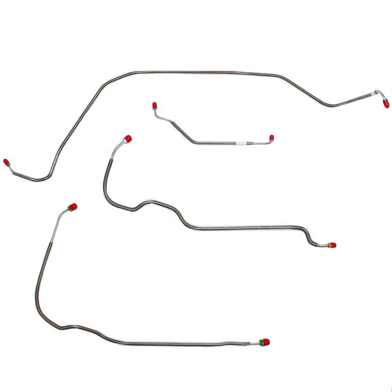 71-72′ Chevy Monte Carlo, Power Disc; Front 4pc Brake Line Set; Stainless