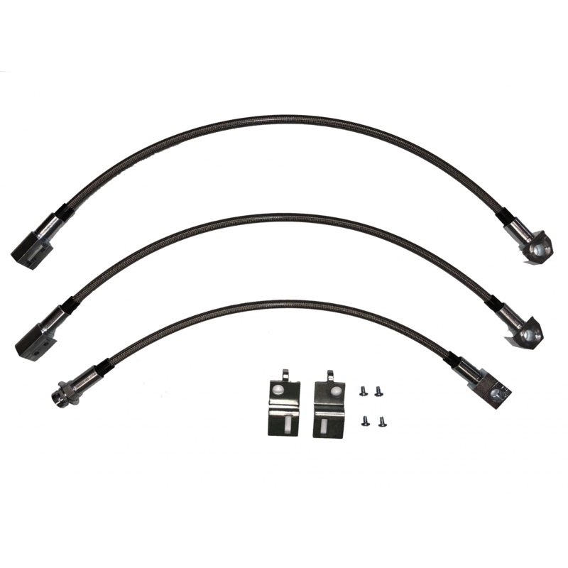 67-68 GM B-Body Brake Hose Kit; Braided Stainless