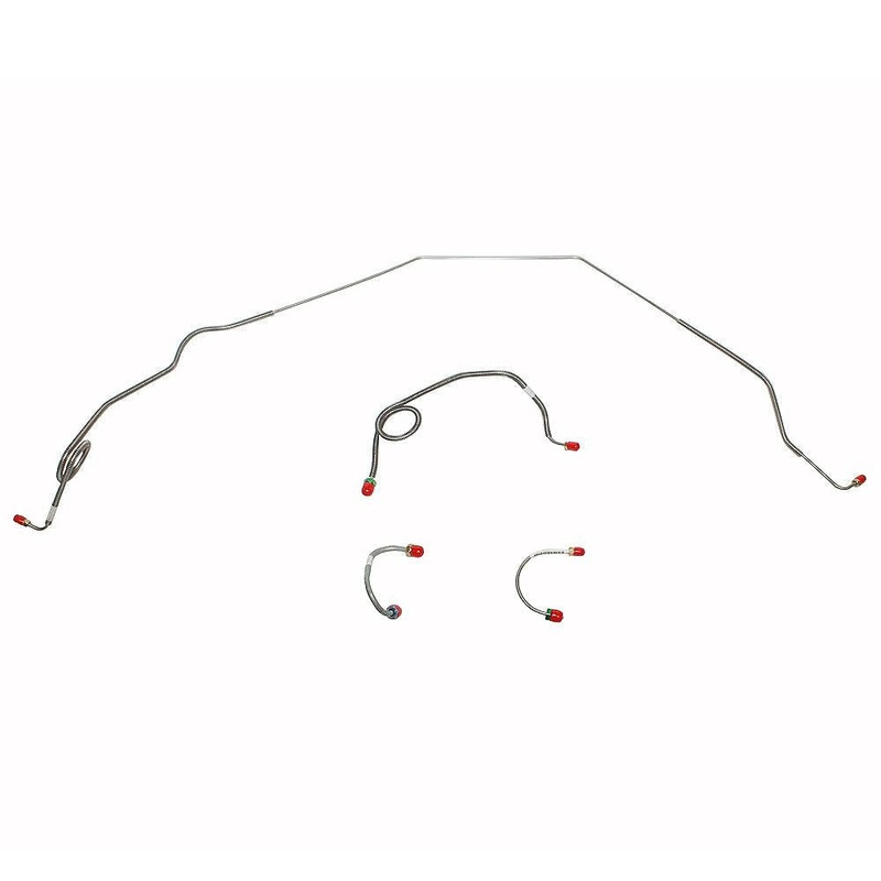 69-73 Chevy Nova, Standard Drum Brakes, 4pc Front Brake Line Set; Stainless