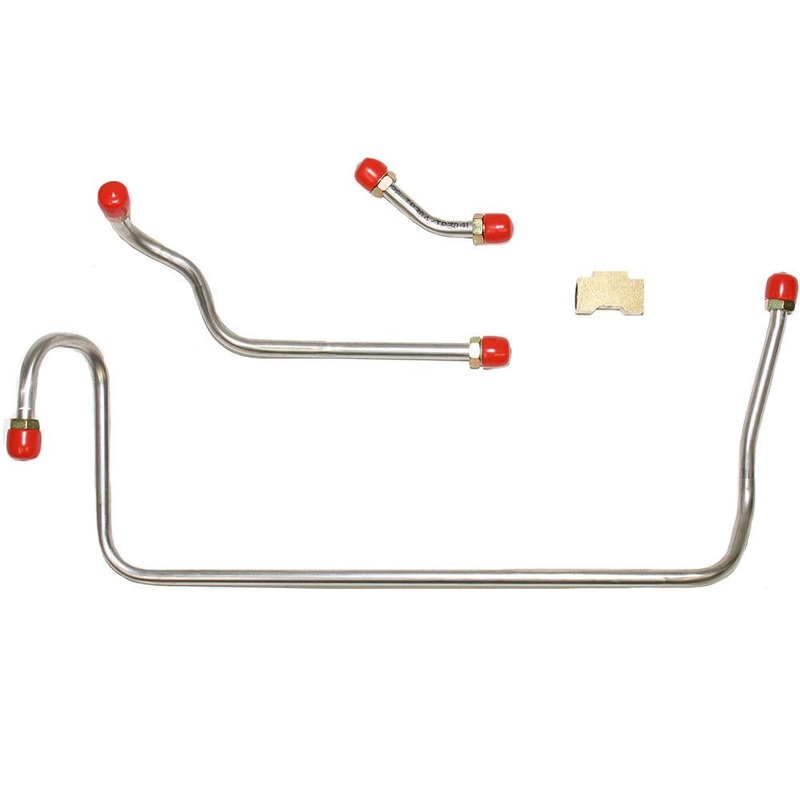 71-72 Chevy Corvette, LS-6/454CID; Pump to Carb Fuel Line, 3 Line Kit & Brass Tee; Stainless
