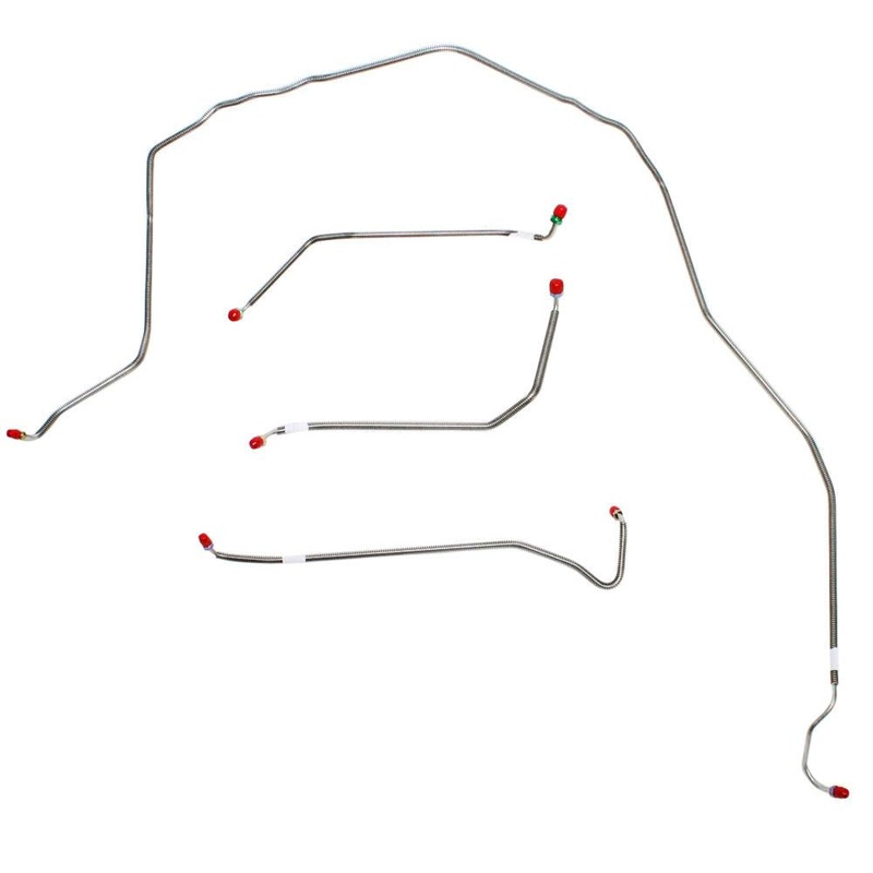 74-82 Chevy Corvette, Standard Brakes, Front 4pc Brake Line Set; Steel