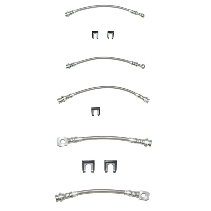93-97 GM F-Body without Traction Control; Brake Hose Kit: Braided Stainless Steel