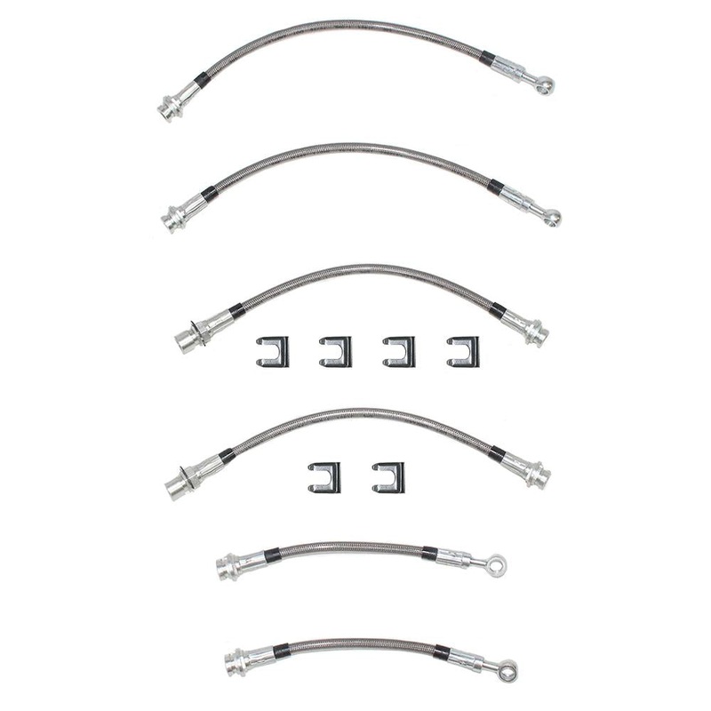 95-97 GM F-Body with Traction Control; Brake Hose Kit: Braided Stainless Steel