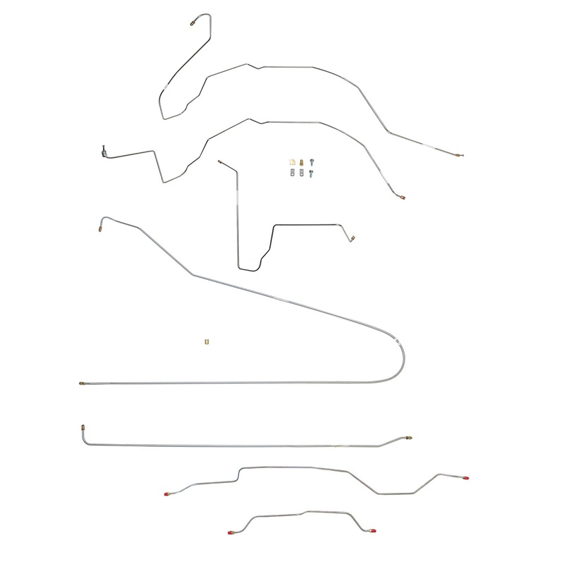 63-66 Chevy C10 Long Bed, Power Disc Brake Line Conversion Kit; Stainless