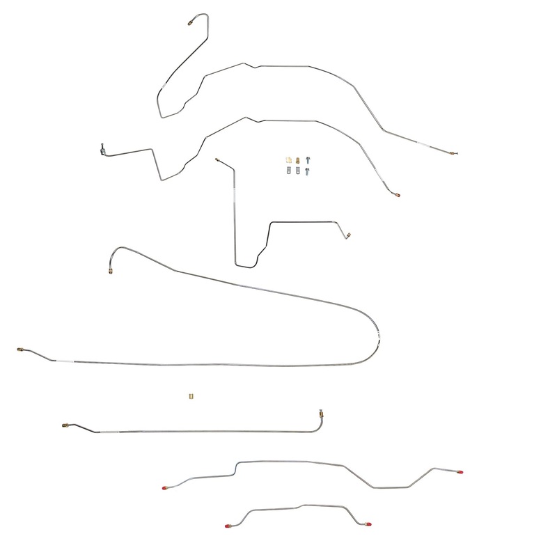 63-66 Chevy C10 Short Bed, Power Disc Brake Line Conversion Kit; Stainless