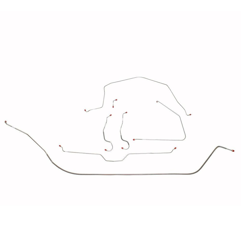 65-66 Corvette with Power Brakes; 1/4″ Intermediate Line; Complete Brake Line Kit; Stainless