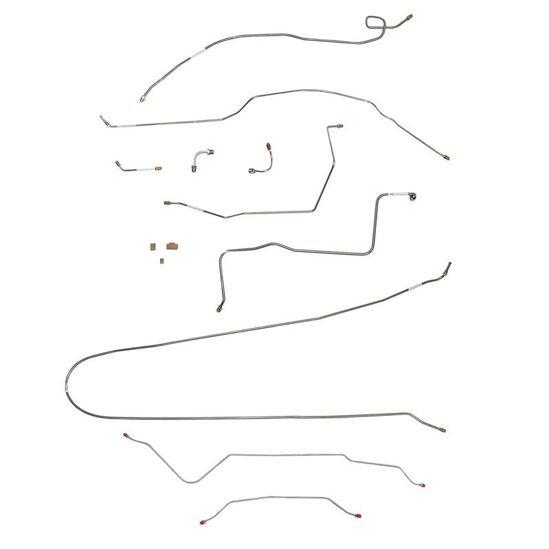 67-70 Chevy C10 Short Bed, Coil Spring Suspension, Power Disc Brake Line Conversion Kit; Stainless