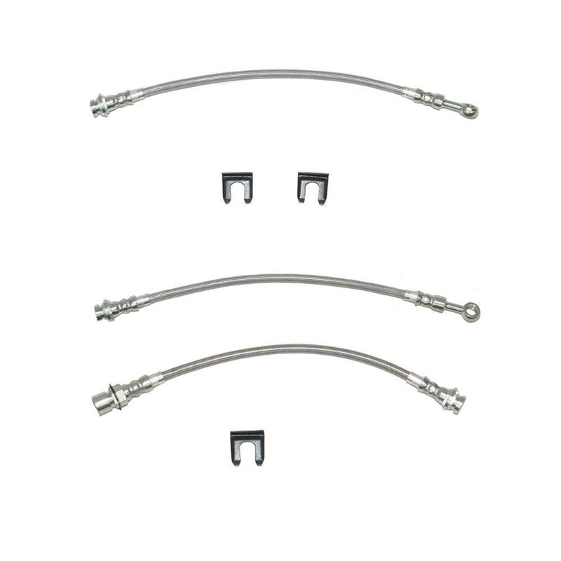1966-1967 Chevy Chevelle, El Camino, Nova, Camaro with Front Disc Standard Duty, Brake Hose Kit; Braided Stainless