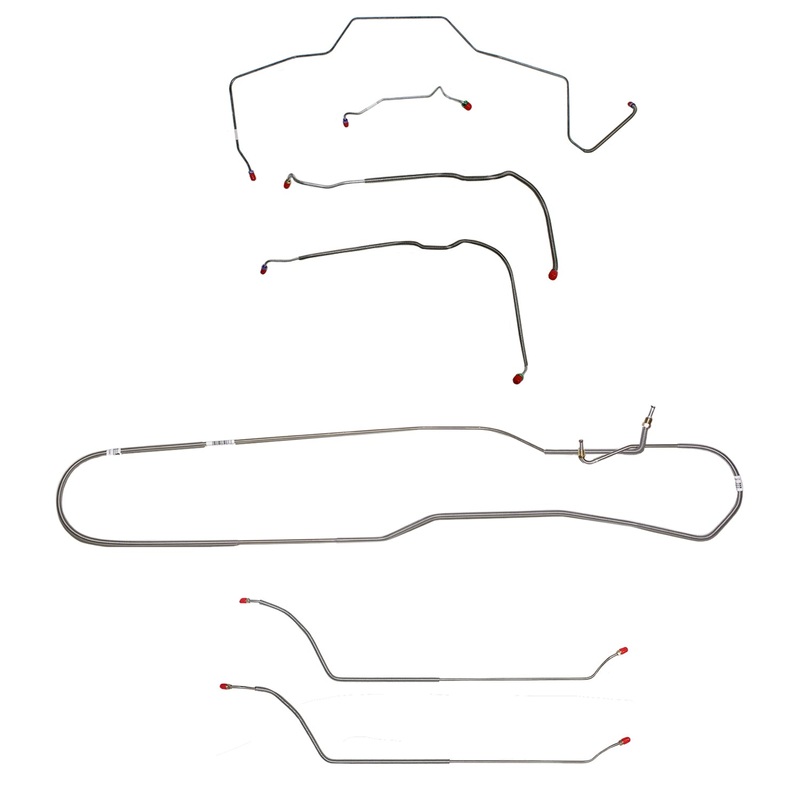 68 Chevy Malibu/ Chevelle Convertible Super Sport with Power Drum Brakes, Complete Brake Line Kit; Stainless