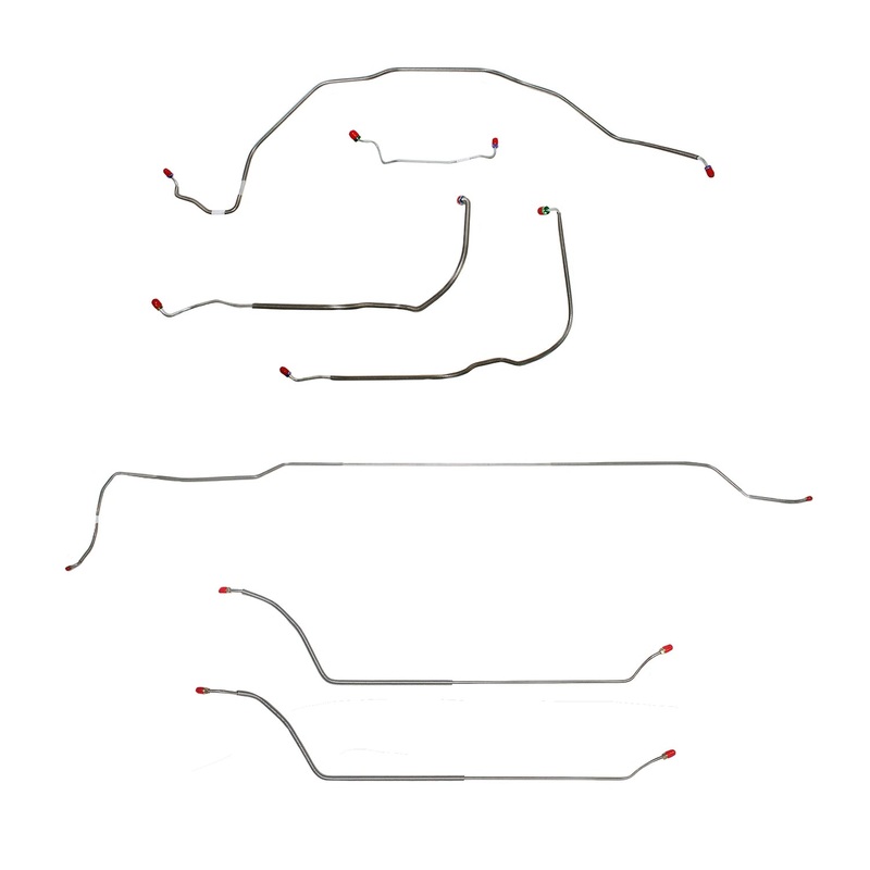 69 Chevy Malibu/ Chevelle Convertible with Power Drum Brakes, Complete Brake Line Kit; Stainless