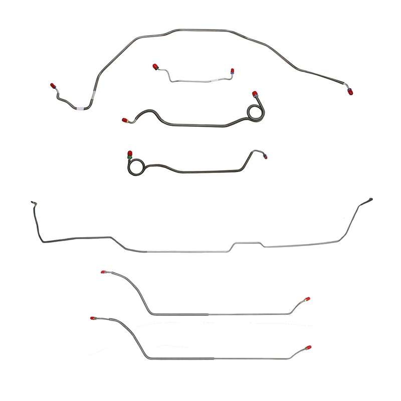 69 Chevy Malibu/ Chevelle Hardtop with Manual Drum Brakes, Complete Brake Line Kit; Stainless
