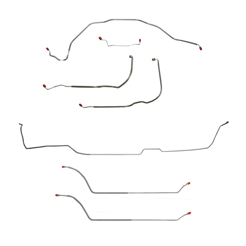 69 Chevy Malibu/ Chevelle Hardtop with Power Drum Brakes, Complete Brake Line Kit; Stainless