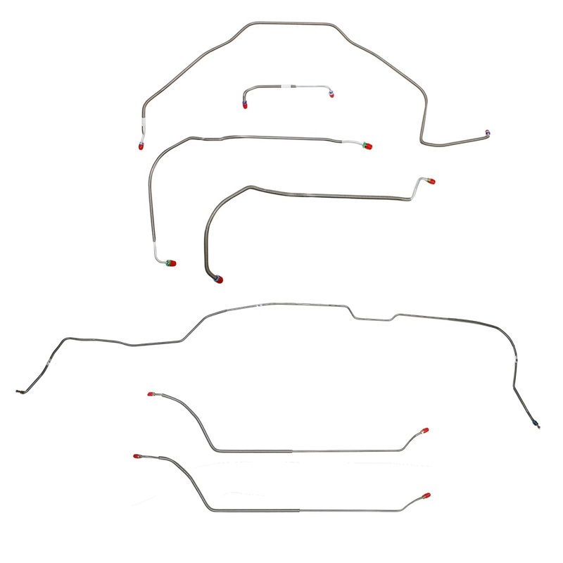 71-72 Chevy Malibu/ Chevelle Hardtop with Power Disc Brakes, Complete Brake Line Kit; Stainless