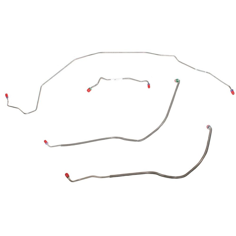 68-72′ Pontiac Lemans, GTO/Oldsmobile Cutlass 442/Buick Skylark, GS; w/ Power Drum Brakes; 4pc Front Brake Line Set; Stainless