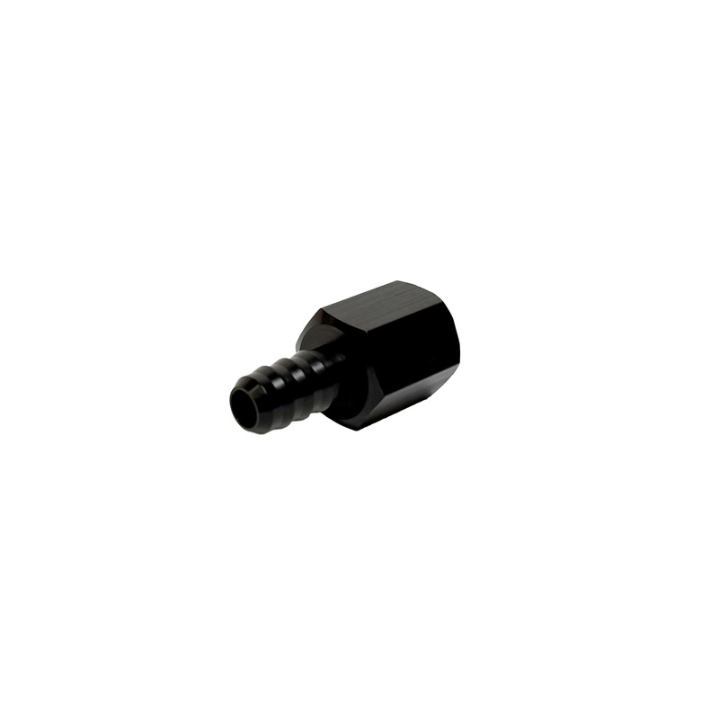Adapter Fitting | -6 AN Female to 3/8″ Hose Barb | Straight | Aluminum | Black Anodized | PF-4000