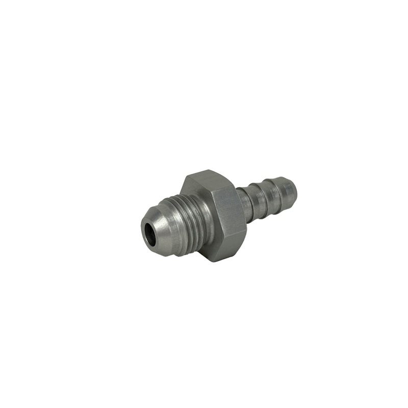 Adapter Fitting | -6 AN Male to 5/16″ Hose Barb | Straight | Aluminum | Clear Anodized | PF-4003-C