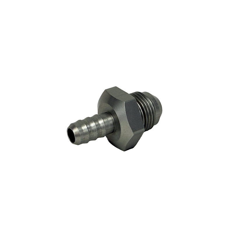 Adapter Fitting | -8 AN Male to 3/8″ Hose Barb | Straight | Aluminum | Clear Anodized | PF-4008-C
