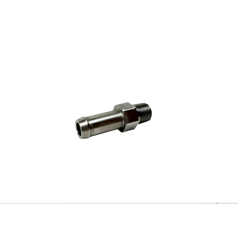 Heater Hose Fitting | 1/8″ NPT Male to 3/8″ Hose Barb | 1-1/2″ Long | Straight | Stainless Steel | PF-1044-SS