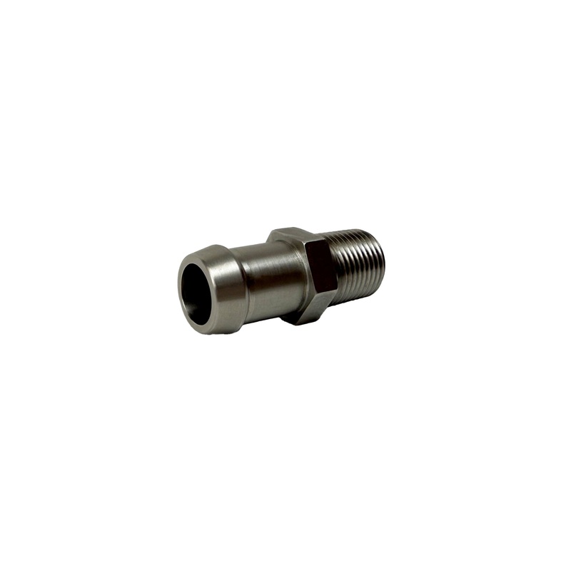 Heater Hose Fitting | 3/8″ NPT Male to 5/8″ Hose Barb | 1-3/4″ Long | Straight | Stainless Steel | PF-1040-SS